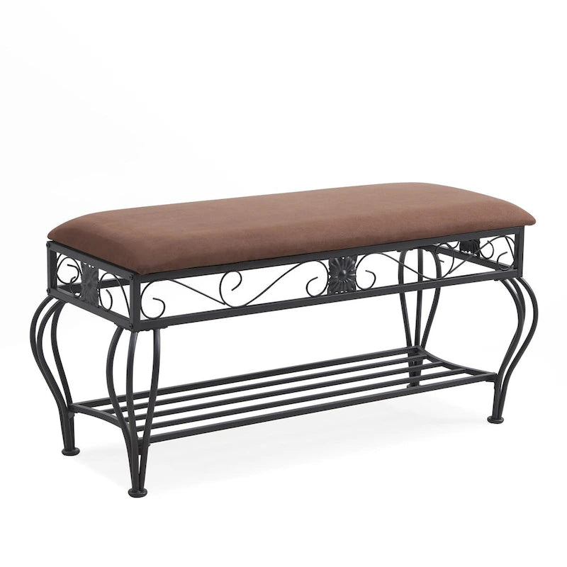 Banc d'entrée avec étagère de rangement ouverte