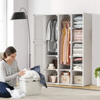 Armoire de penderie portable avec étagères et espace de suspension