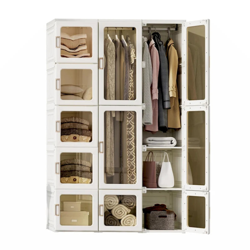 Armoire de penderie portable avec étagères et espace de suspension