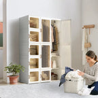 Armoire de penderie portable avec étagères et espace de suspension