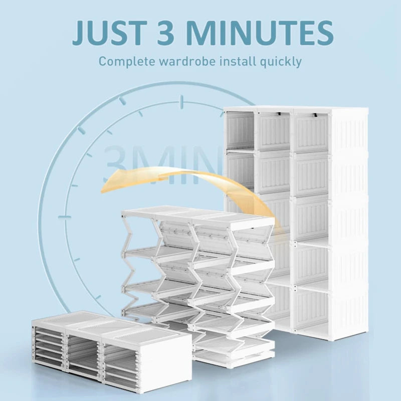 Armoire de penderie portable avec étagères et espace de suspension