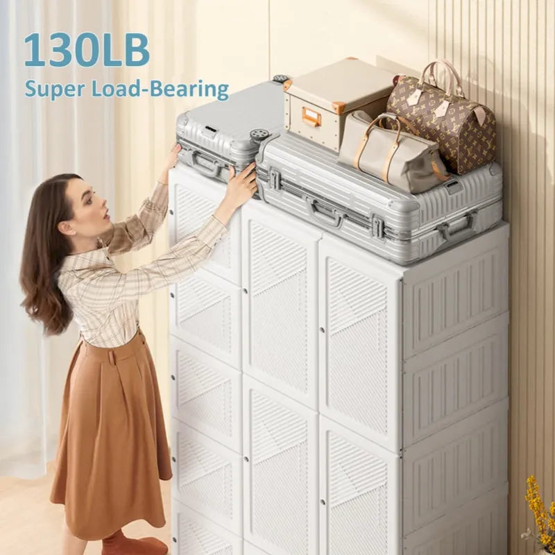 Armoire de penderie portable avec étagères et espace de suspension