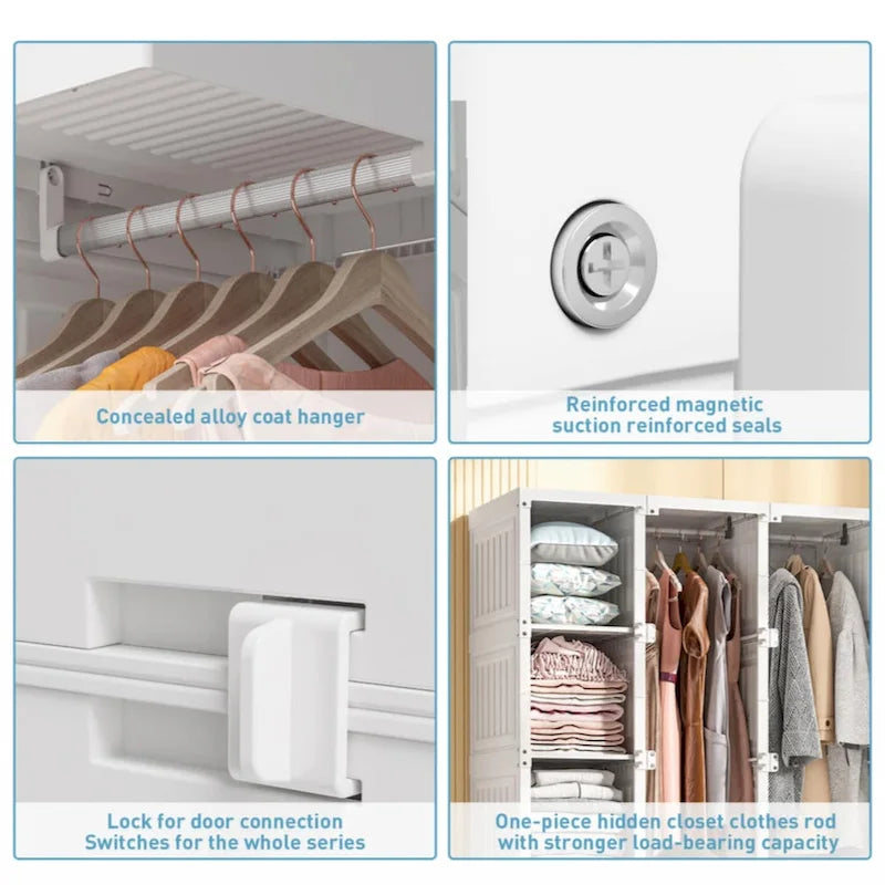 Armoire de penderie portable avec étagères et espace de suspension