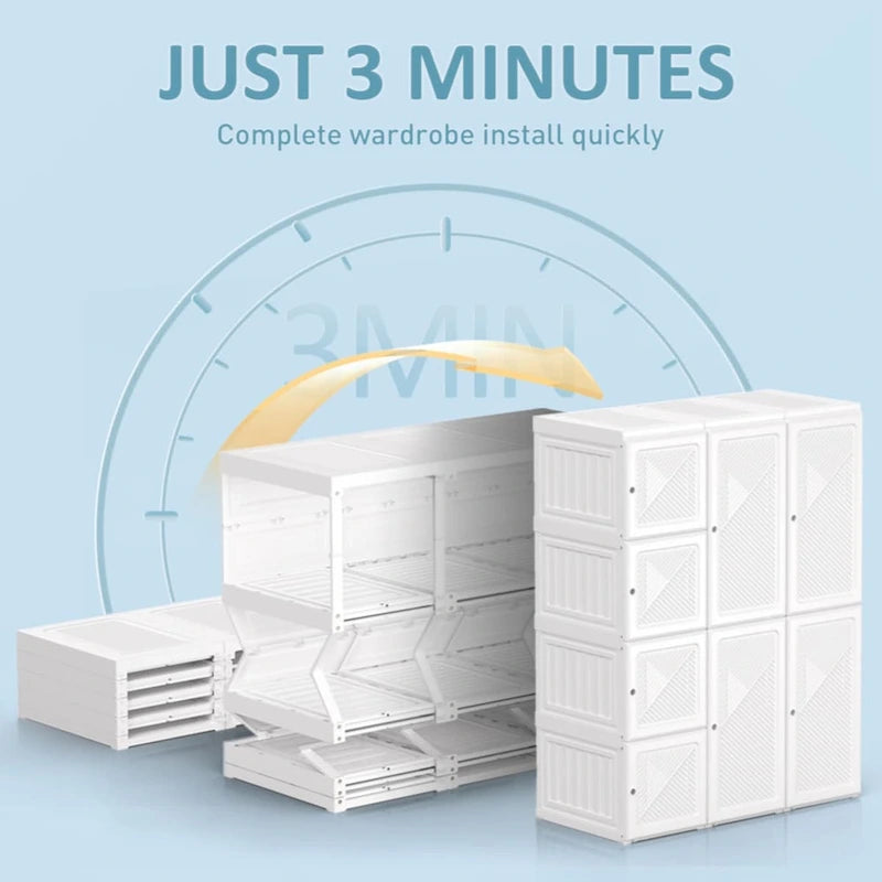 Armoire de penderie portable avec étagères et espace de suspension