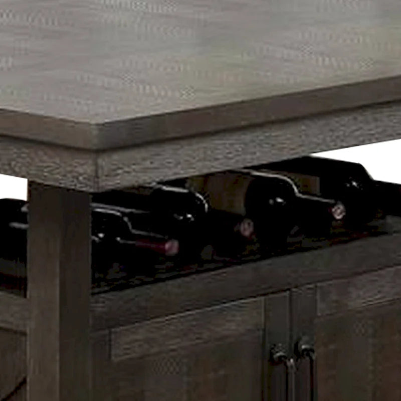 Table à manger hauteur comptoir avec armoire et rallonge papillon, gris