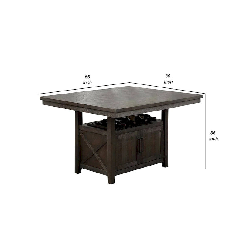 Table à manger hauteur comptoir avec armoire et rallonge papillon, gris
