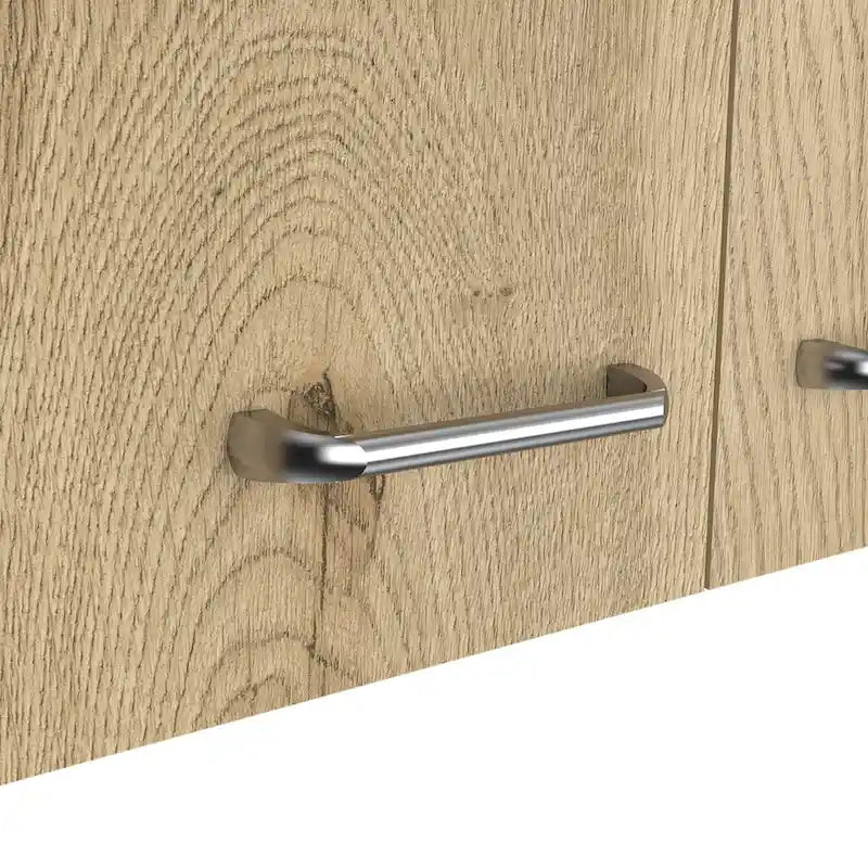 Meuble haut avec deux étagères et double porte – Finition blanc/gris clair