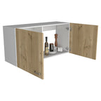 Meuble haut avec deux étagères et double porte – Finition blanc/gris clair