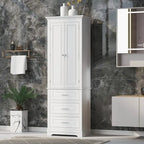 Meuble de rangement haut avec 3 tiroirs et 2 portes, blanc