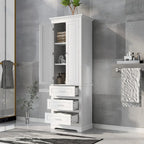 Meuble de rangement haut avec 3 tiroirs et 2 portes, blanc