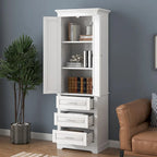 Meuble de rangement haut avec 3 tiroirs et 2 portes, blanc