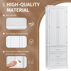 Meuble de rangement haut avec 3 tiroirs et 2 portes, blanc