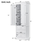 Meuble de rangement haut avec 3 tiroirs et 2 portes, blanc