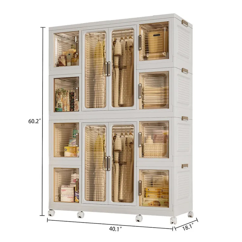 Armoire de rangement portable pour enfants avec tringles à suspendre et portes magnétiques