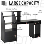 Bureau informatique avec étagères de rangement