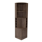 Meuble de bar avec étagères de rangement et casiers, marron