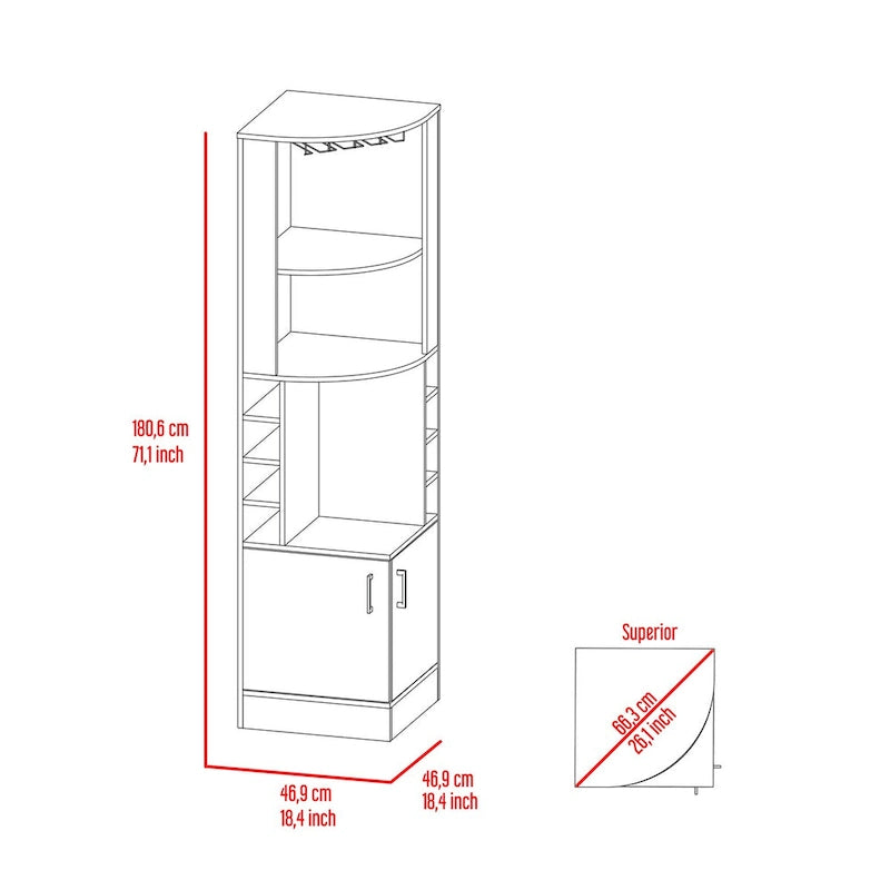 Meuble de bar avec étagères de rangement et casiers, marron