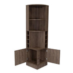 Meuble de bar avec étagères de rangement et casiers, marron