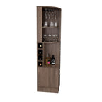Meuble de bar avec étagères de rangement et casiers, marron