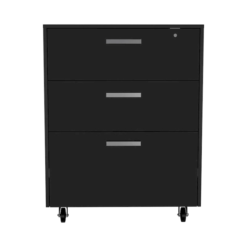 Meuble de rangement à 3 tiroirs avec roulettes – Noir