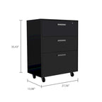 Meuble de rangement à 3 tiroirs avec roulettes – Noir
