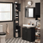 Armoire de salle de bain haute avec tiroir, compartiments et placards
