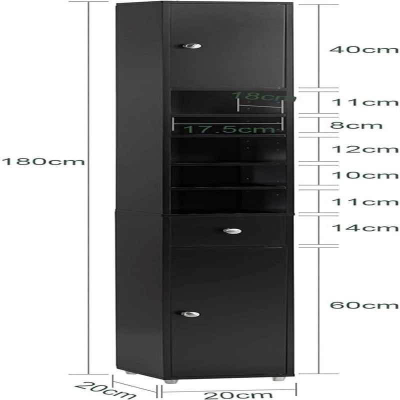 Armoire de salle de bain haute avec tiroir, compartiments et placards