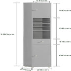 Armoire de salle de bain haute avec tiroir, compartiments et placards