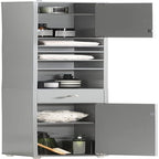 Armoire de salle de bain haute avec tiroir, compartiments et placards