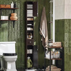 Armoire de salle de bain haute avec tiroir, compartiments et placards