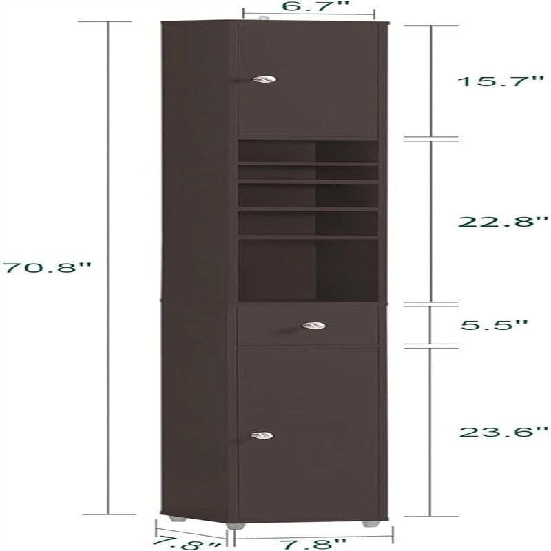 Armoire de salle de bain haute avec tiroir, compartiments et placards
