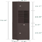 Armoire de salle de bain haute avec tiroir, compartiments et placards