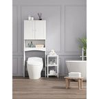Meuble de Rangement de Salle de Bain Sur-WC avec Étagère Ouverte et Tiroirs