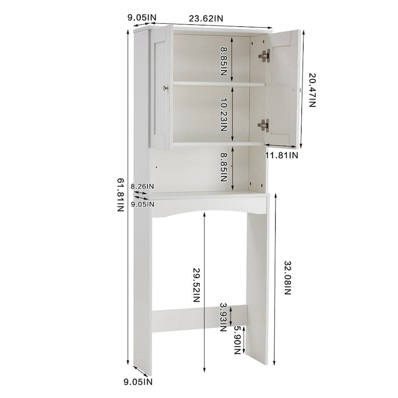 Meuble de Rangement de Salle de Bain Sur-WC avec Étagère Ouverte et Tiroirs