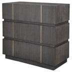 Commode d'appoint à 3 tiroirs – Placage d'acacia noyer foncé, 89 cm (H) x 94 cm (L) x 46 cm (P)