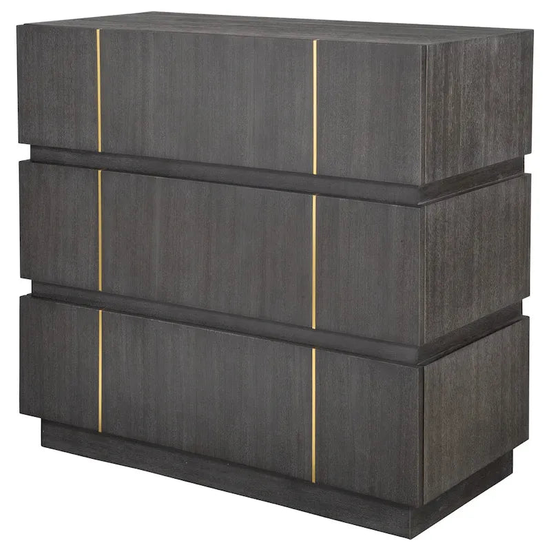 Commode d'appoint à 3 tiroirs – Placage d'acacia noyer foncé, 89 cm (H) x 94 cm (L) x 46 cm (P)