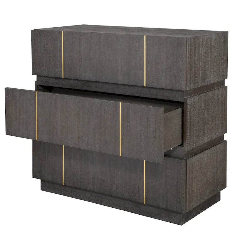 Commode d'appoint à 3 tiroirs – Placage d'acacia noyer foncé, 89 cm (H) x 94 cm (L) x 46 cm (P)
